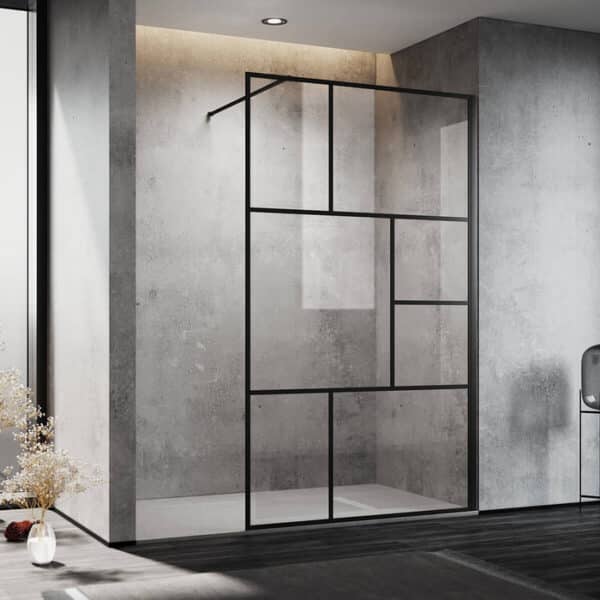 SONNI Walk-In Dusche Schwarz 8mm ESG