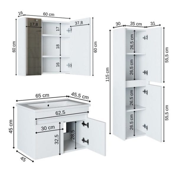 Roomart Badmöbel Set ATRIA 65 cm Badezimmermöbel Test